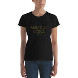 Saved by Grace (Gold Print) - Women's short sleeve t-shirt