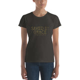 Saved by Grace (Gold Print) - Women's short sleeve t-shirt