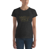 Saved by Grace (Gold Print) - Women's short sleeve t-shirt