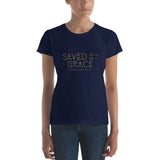 Saved by Grace (Gold Print) - Women's short sleeve t-shirt