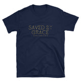 Saved By Grace (Gold Print) - Heavier Cotton - Short-Sleeve Unisex T-Shirt
