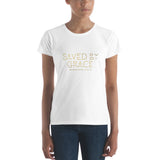 Saved by Grace (Gold Print) - Women's short sleeve t-shirt